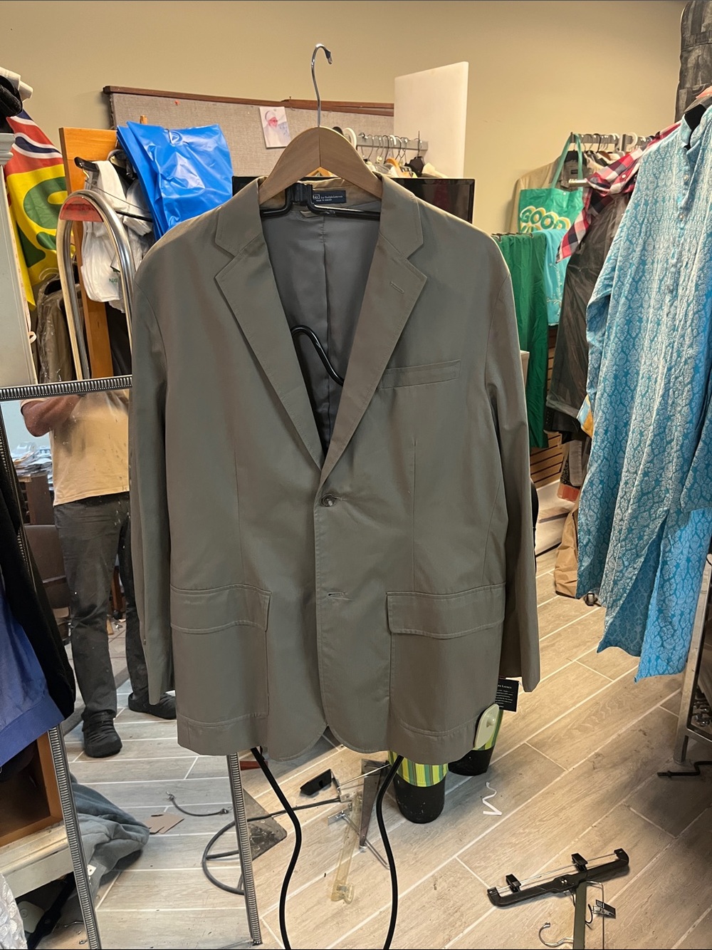 POLO Men's Olive Green Blazer - Classic Single-Breasted Suit Jacket